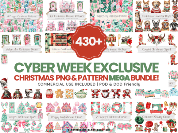 430 Christmas Clipart Patterns Bundle for Illustrations