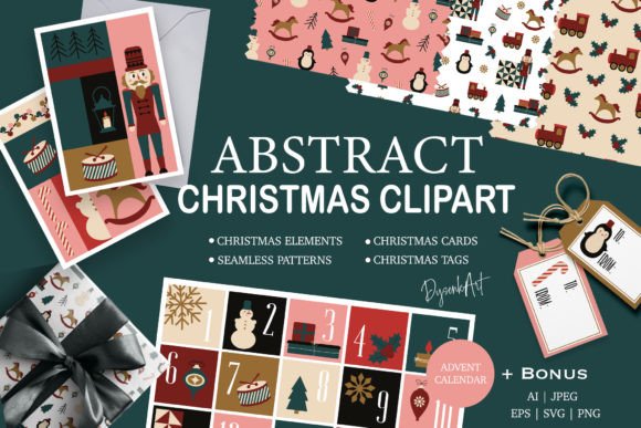 Abstract Christmas Clipart for Modern Illustrations
