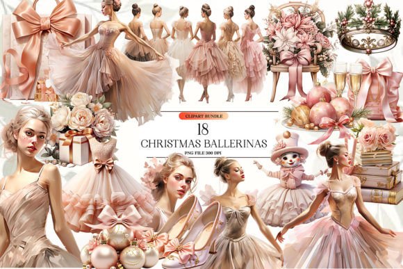 Charm Christmas Ballet Clipart for Seasonal Illustrations
