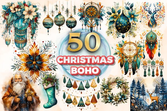 Christmas Boho Clipart Sublimation 4: A Review for Illustrations & Crafts