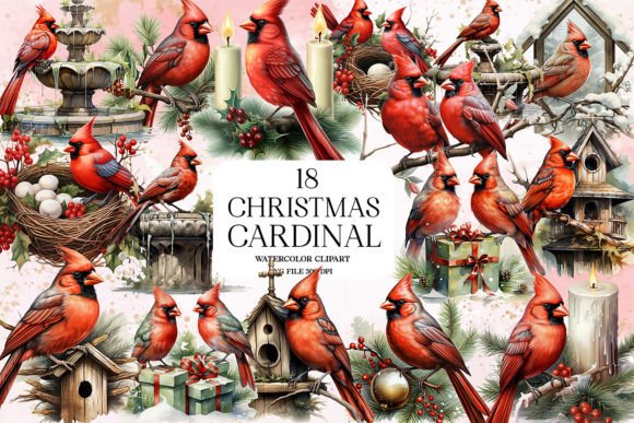 Christmas Cardinal Garden Clipart Bundle Review