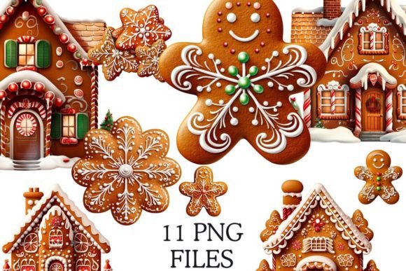 Christmas Clipart Gingerbread Cookies for Illustrations