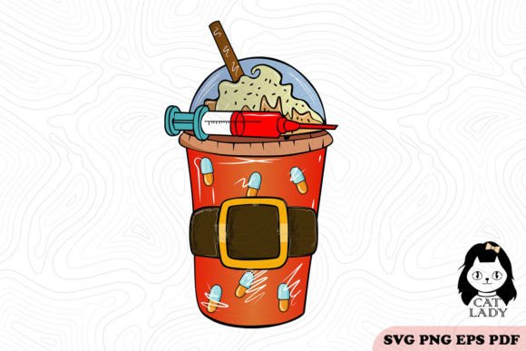 Christmas Coffee Nurse SVG PNG for Crafts and Branding