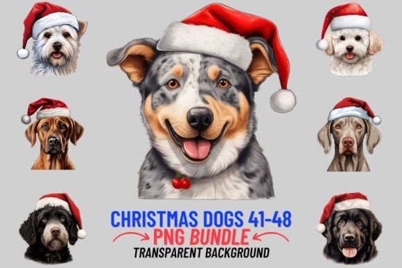 Christmas Dogs in Hats Sublimation 41-48 for Illustrations