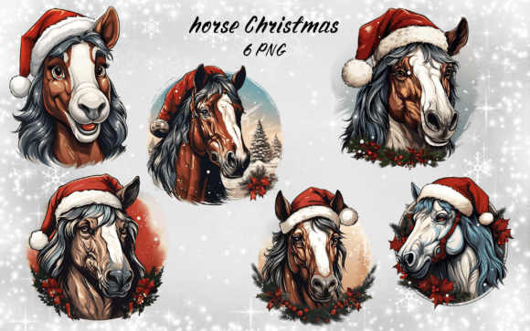 Christmas Horse Sublimation Bundle: Seasonal Illustrations for Designers