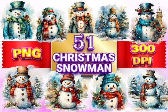 Christmas Snowman Clipart Bundle Review for Illustrations