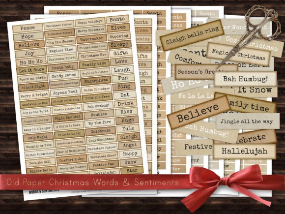 Christmas Words Phrases Sentiments: Fresh Illustrations for Modern Publishing