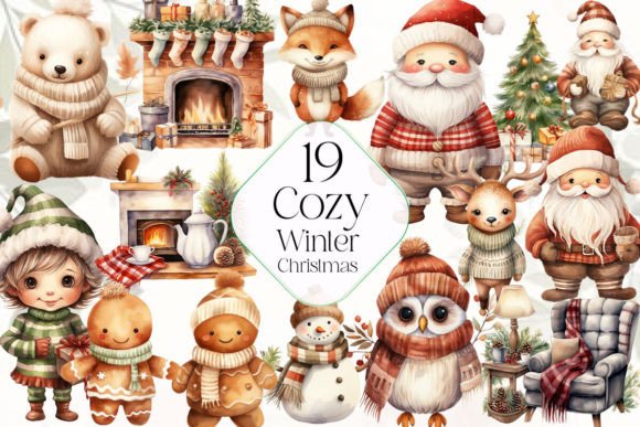 Cozy Winter Christmas Clipart for Festive Illustrations