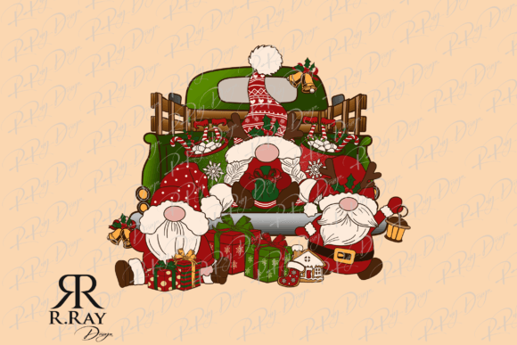 Gnomes Christmas Trucks Sublimation for Crafts