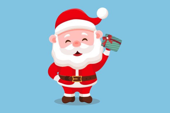 Happy Santa Claus Giving Christmas Gifts in Illustrations