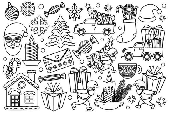 Line Art Christmas Illustration Set for Modern Branding