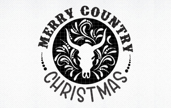 Merry Country Christmas SVG, Cow Skull for Crafts