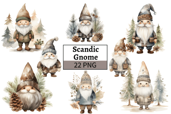 Nordic Christmas Gnome Illustration Pack for Crafting & Designs