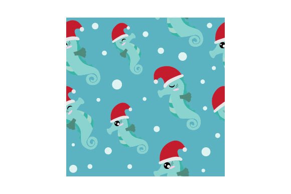 Tropical Christmas - Seahorse with Santa Hat Pattern
