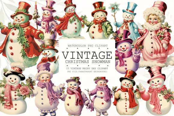 Vintage Christmas Snowman Clipart Review