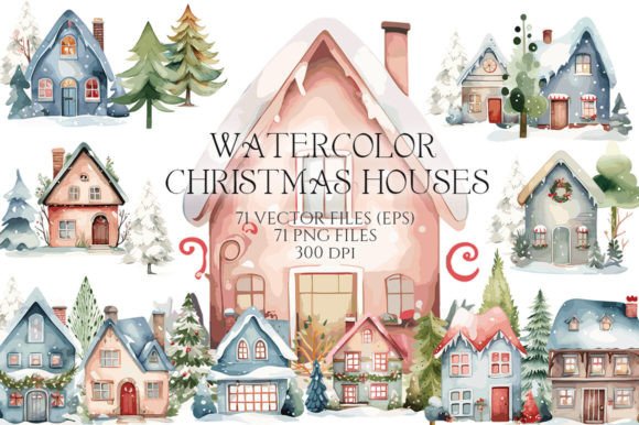 Watercolor Christmas Houses and Trees: A Review for Digital Sellers
