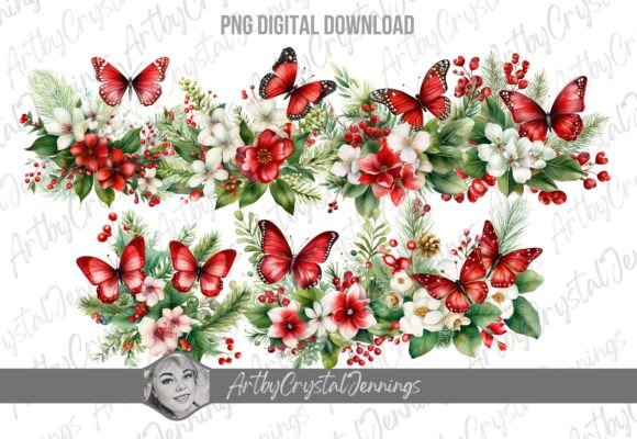 Watercolor Floral Christmas Butterflies: A Designer's Review